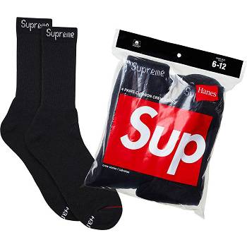 Calcetines Supreme Hanes® Crew Socks (4 Pack) Negras | Supreme 534WY